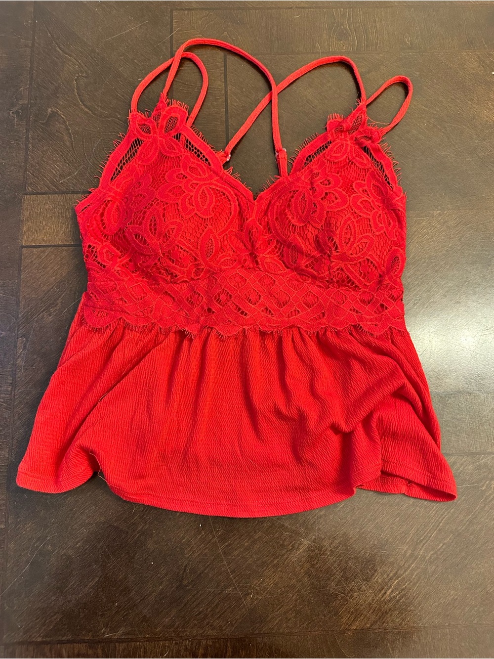 Red Lace Camisole Tank Top
